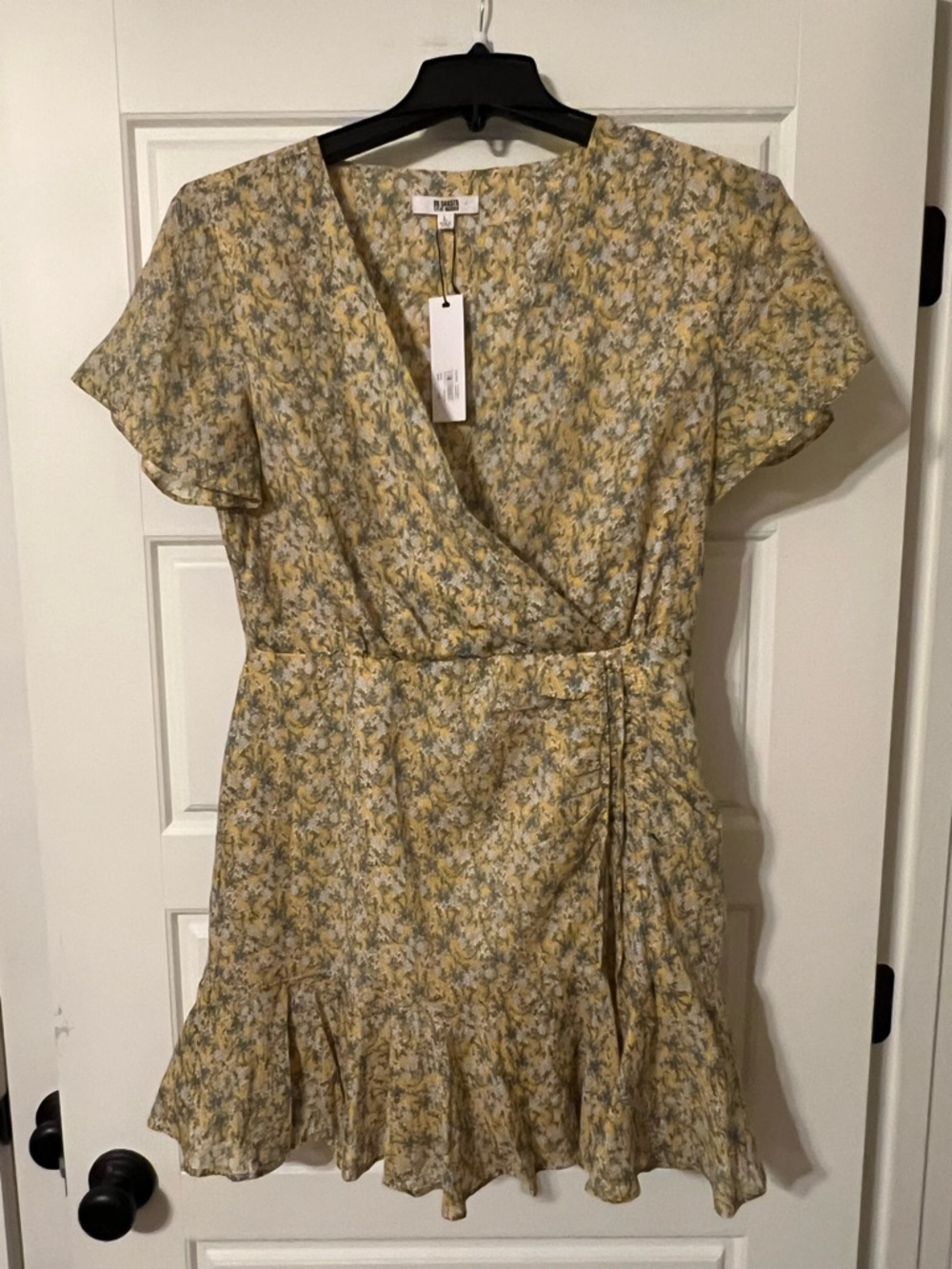 BB Dakota Steve Madden Floral Yellow Wrap Mini Dress